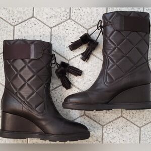 Aquatalia 'Caliana' Sheepskin Shearling Leather Boots Sz 10.5 Made in Italy